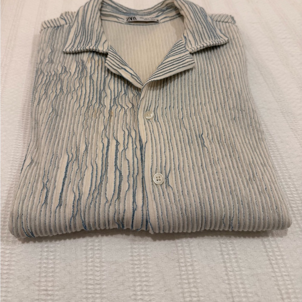 Zara Blue and Cream Striped Shirt